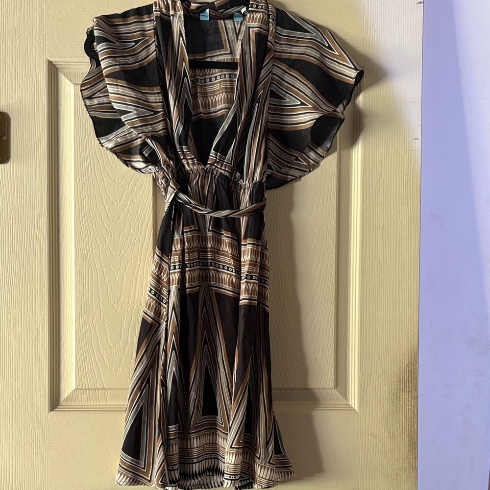 Guess Brown and Black Geometric Dress